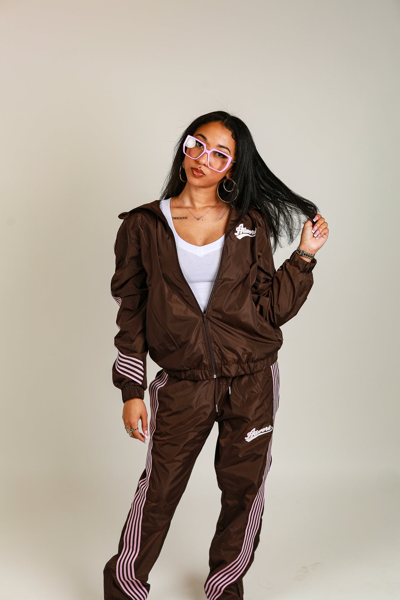 Mocha AllWork Racer Track Suit