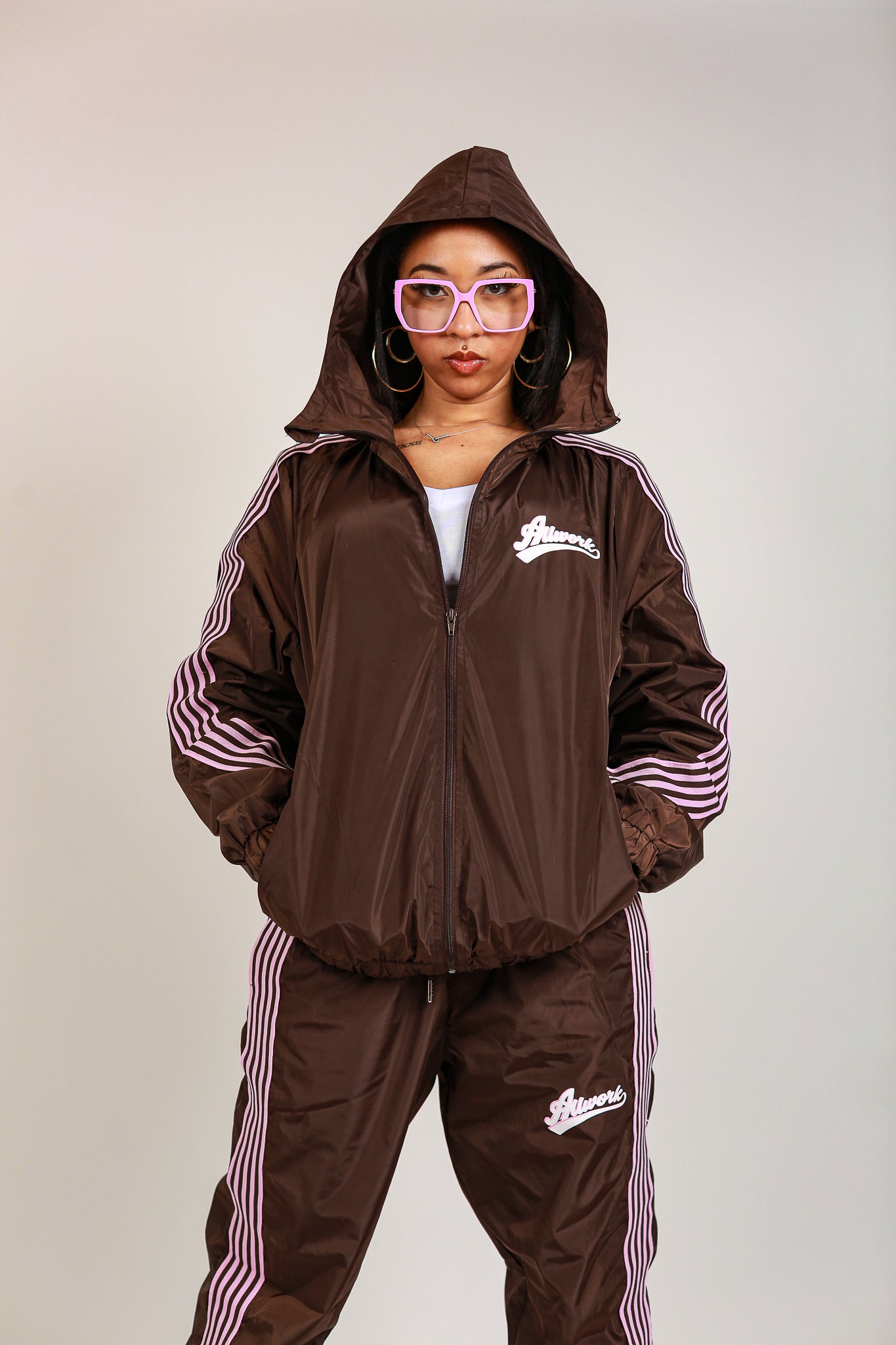 Mocha AllWork Racer Track Suit
